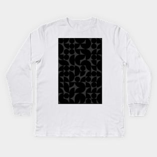 Black Colored Geometric Pattern - Shapes #2 Kids Long Sleeve T-Shirt